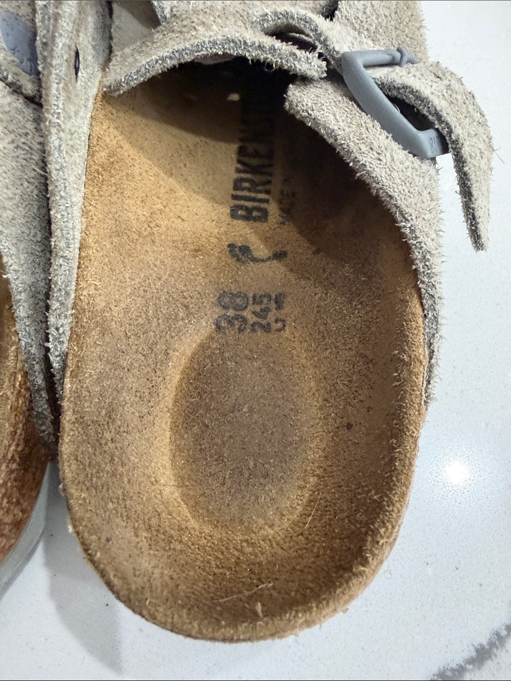Birkenstock Suede Clog Mule in Taupe/Grey 38-7-7.5 W Men 5-5.5 - Picture 7 of 16